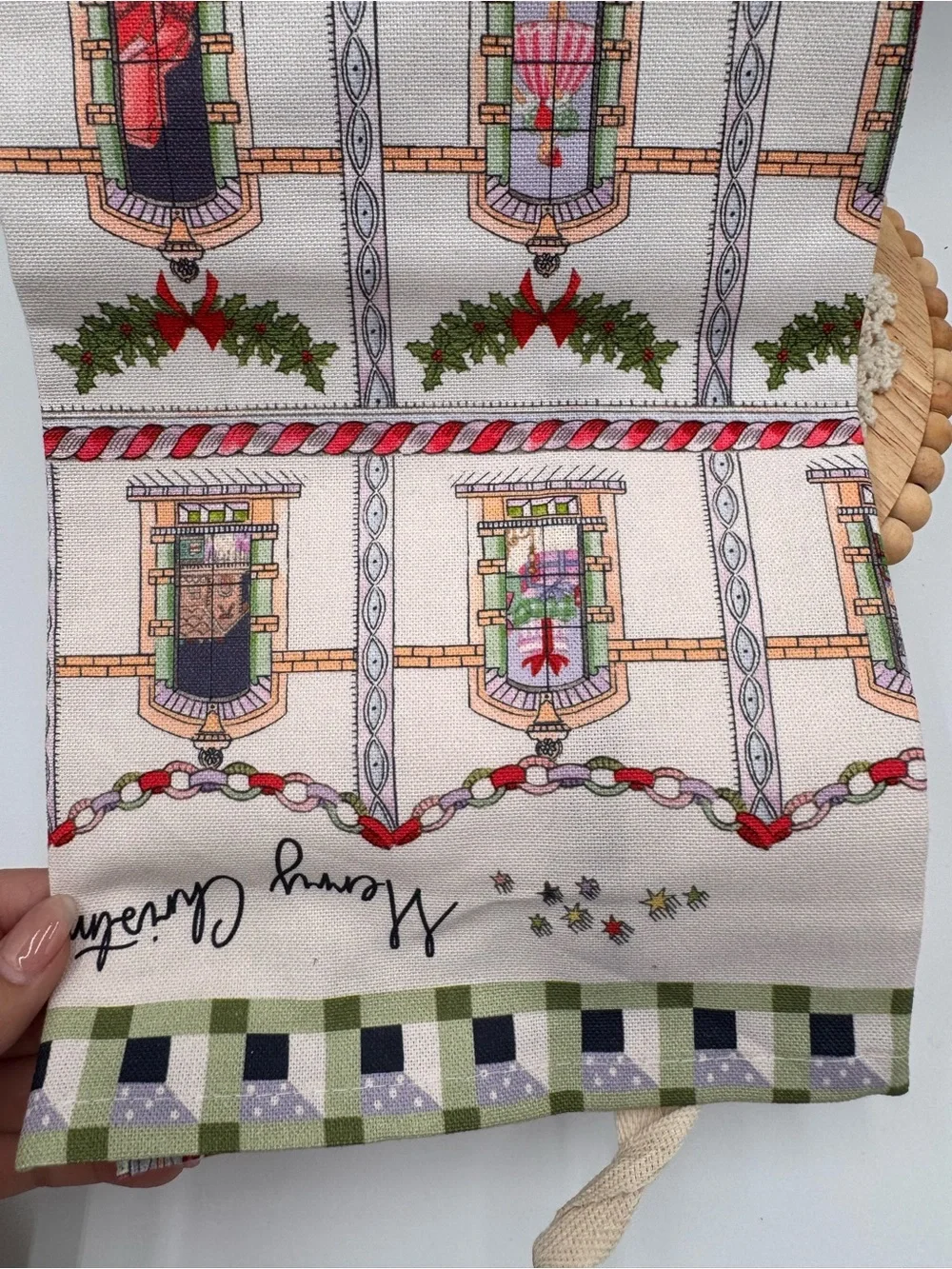 Cath Kidston Green, Red, Cream Festive House Tea Towels